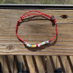Puravida Red Beaded Adjustable Cord Bracelet with Multicolor Beads